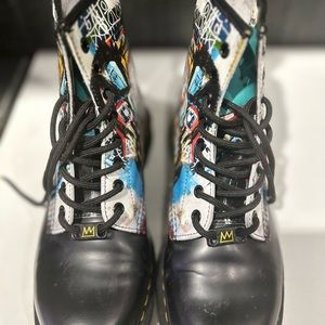 Dr. Martens black graphic boots Jean-Michel Basquiat edition